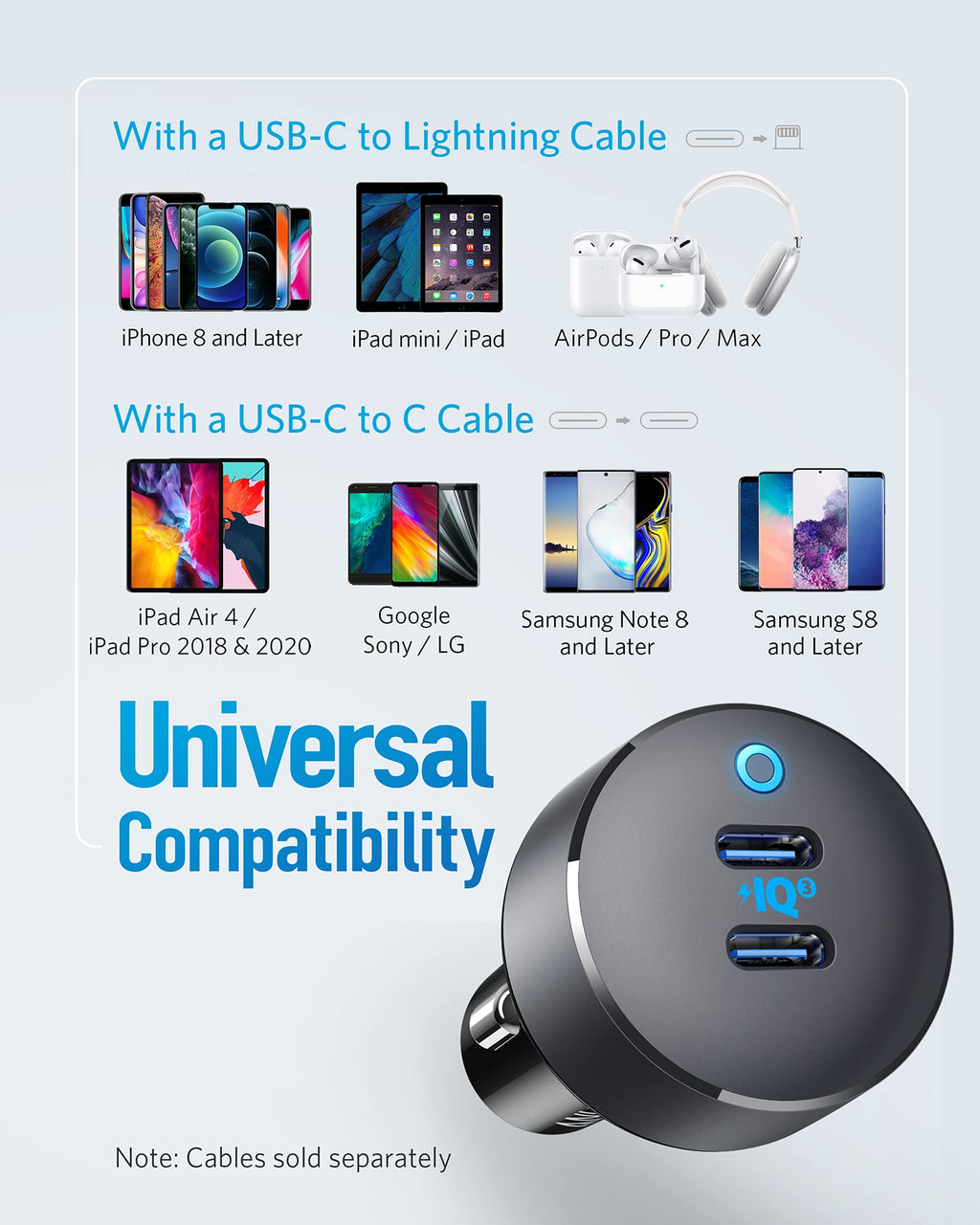 Anker <b>PowerDrive III</b> Duo USB-C Car Charger