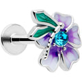 16G 1/4 Blue Gem Faerie Flower Purple Labret