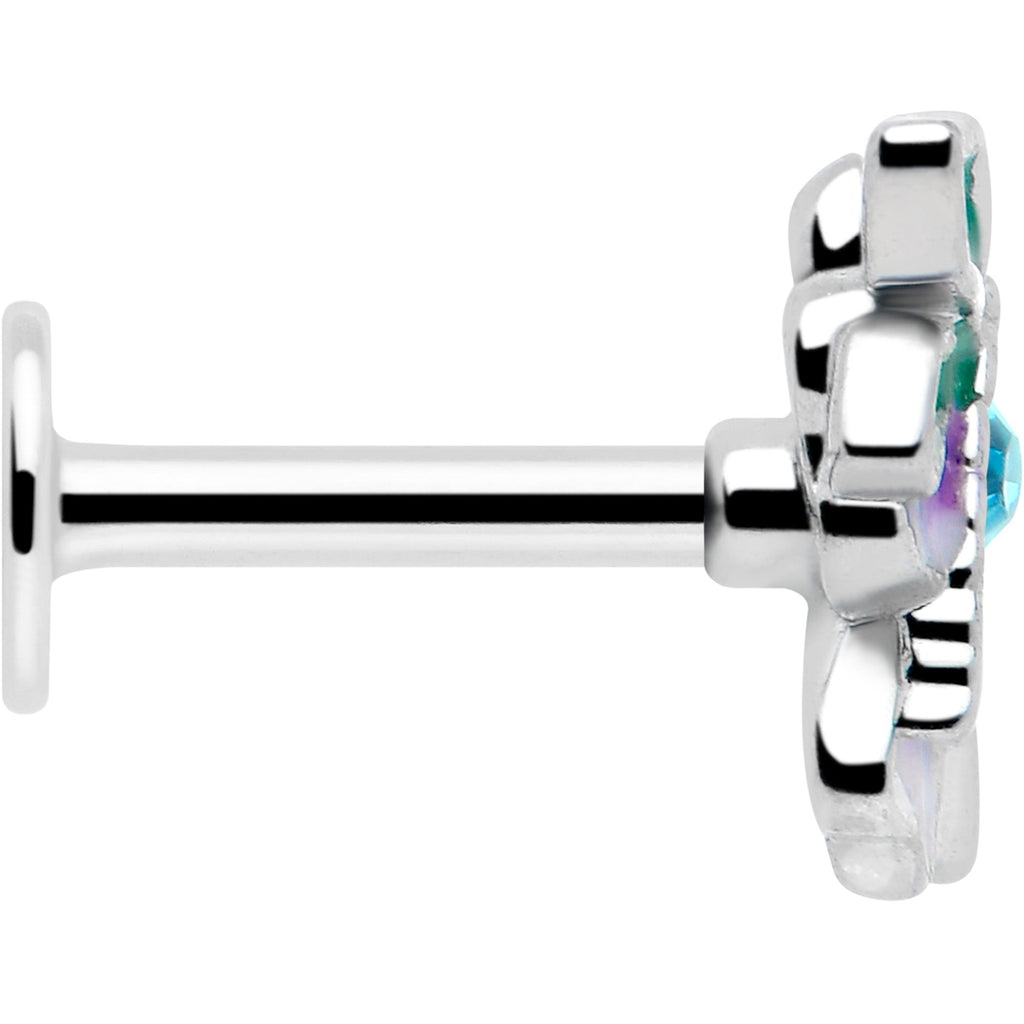 16G 1/4 Blue Gem Faerie Flower Purple Labret