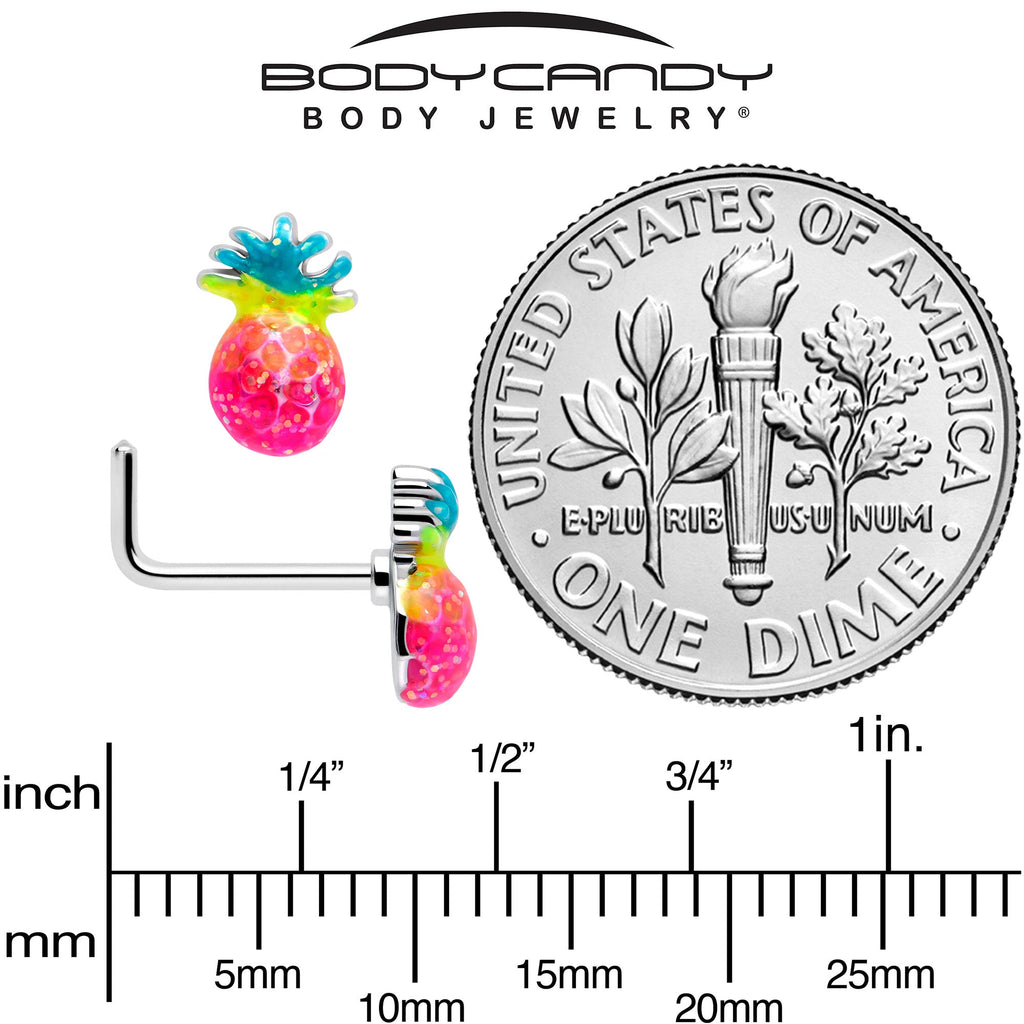 20G 7mm Hot Tropical Pineapple L Shape Nose Ring