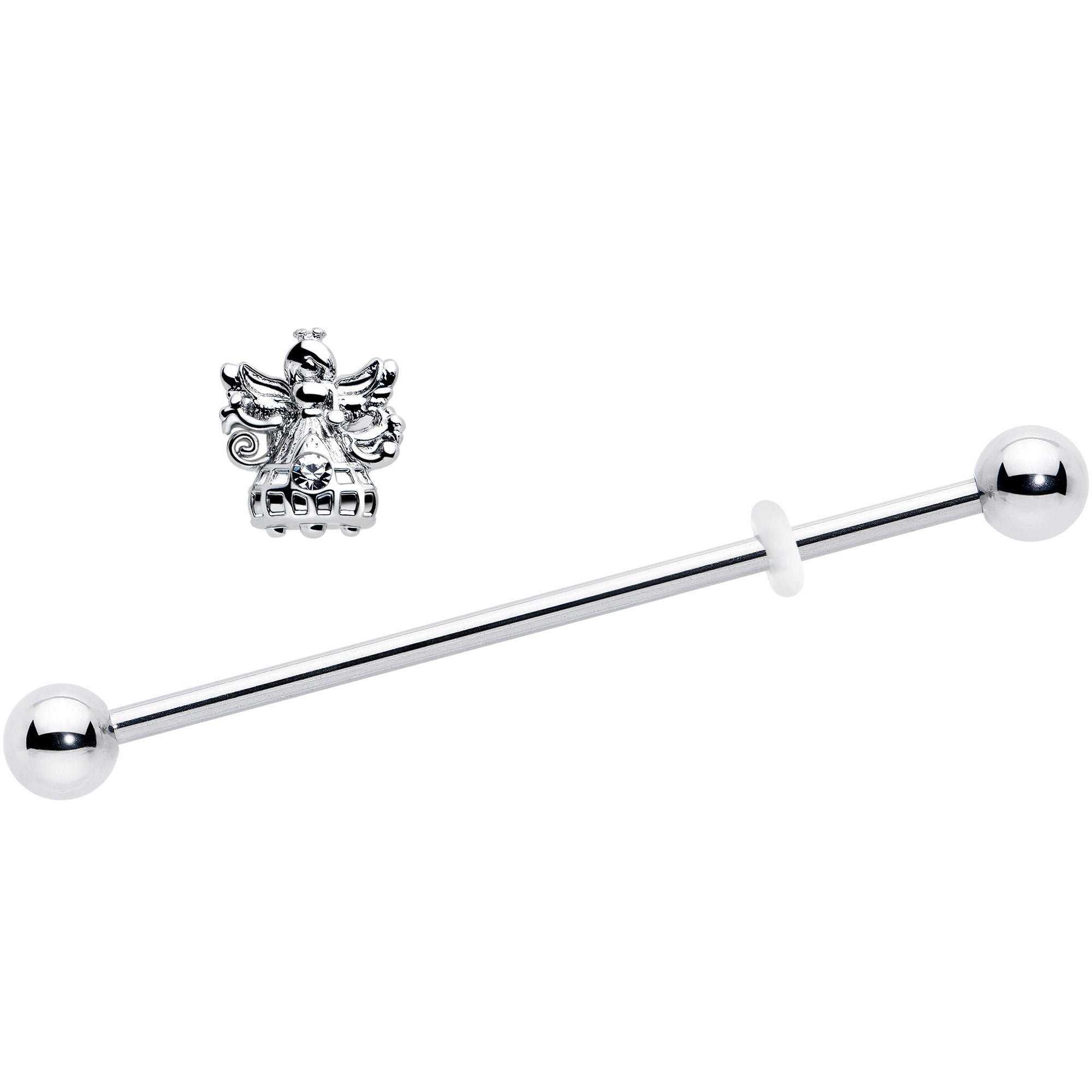 14G Clear CZ Gem Fabulous Angel Industrial Barbell 38mm