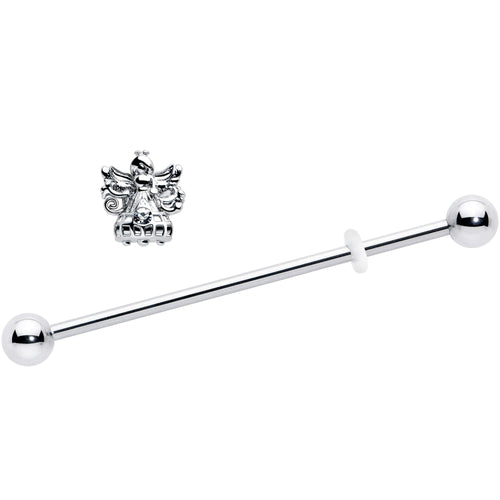 14G Clear CZ Gem Fabulous Angel Industrial Barbell 38mm