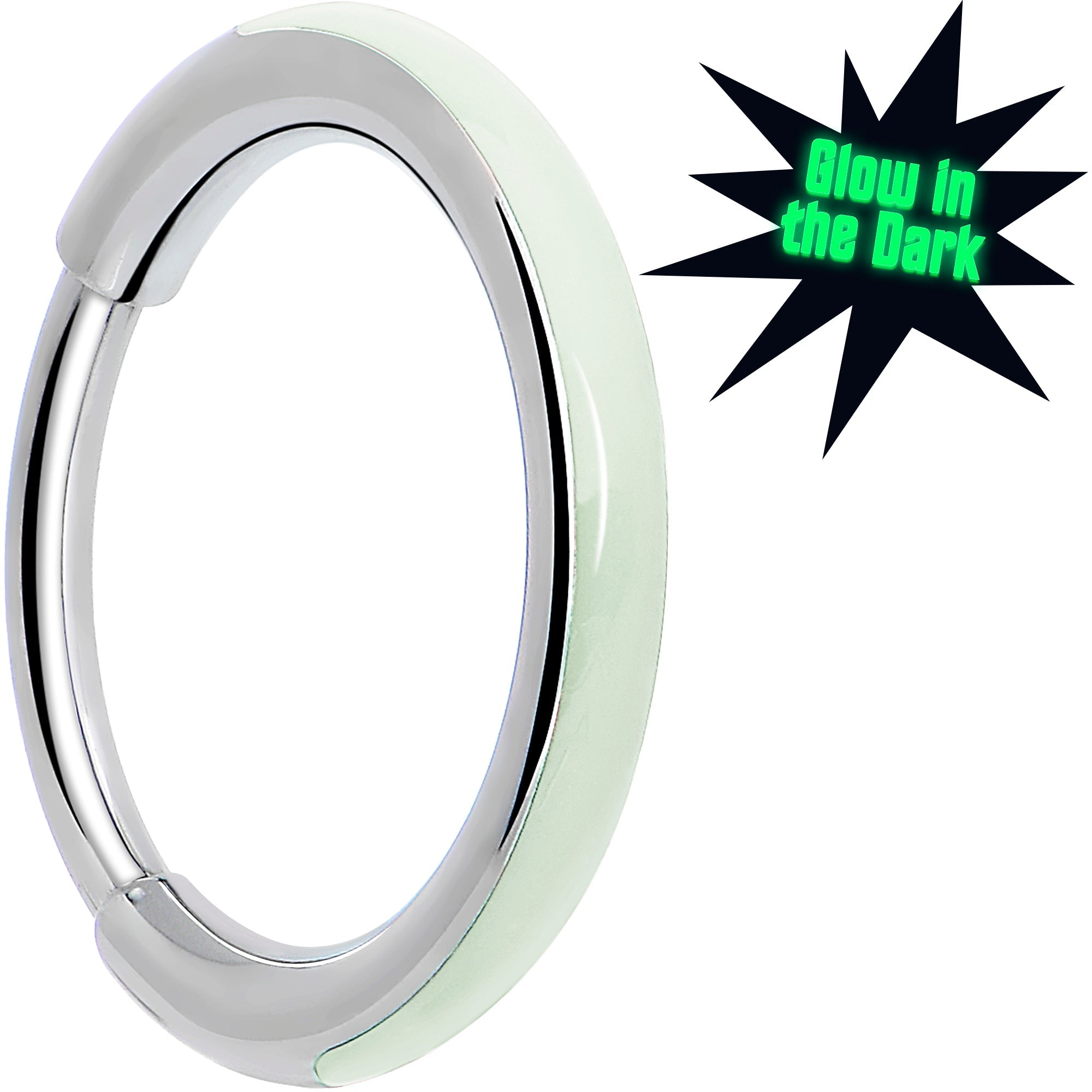 20G Implant Grade Titanium  Glow in the Dark Hinged Segment Nose Hoop