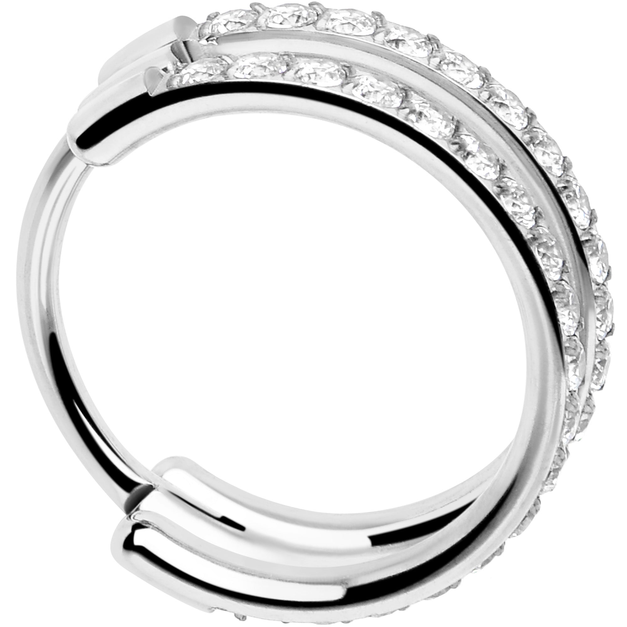 20G Double Row Micro Gem Implant Grade Titanium Hinged Double Hoop Nose Ring