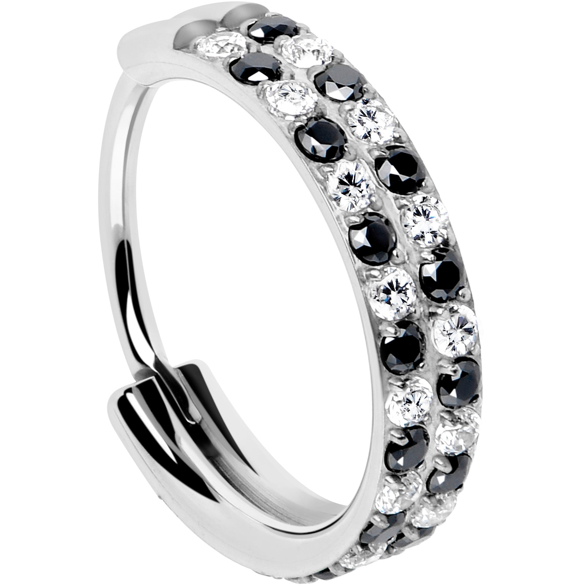 20G CZ Double Row Checkerboard Implant Grade Titanium Nose Hoop