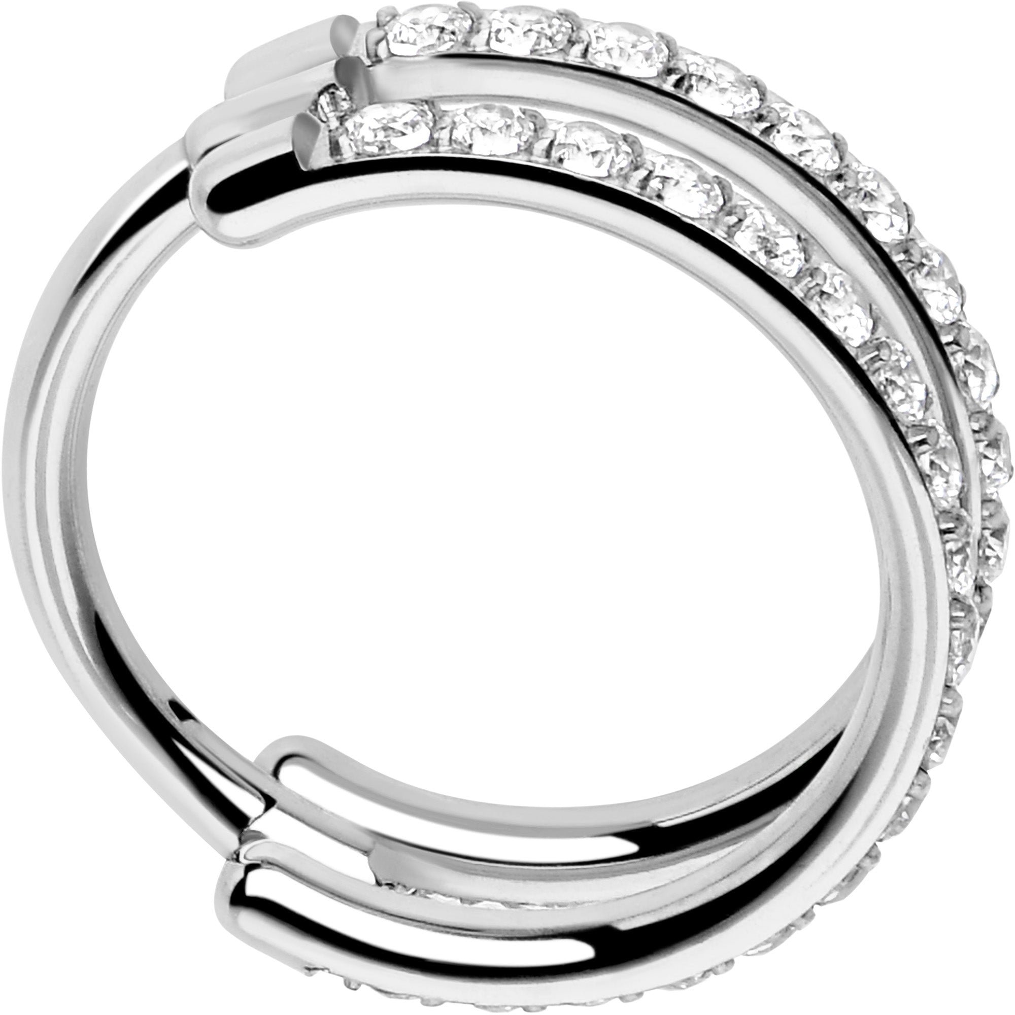 18G Double Row Micro Gem Implant Grade Titanium Hinged Double Hoop Nose Ring