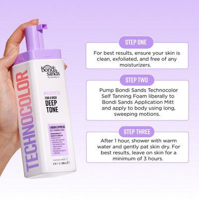 Bondi Sands Technocolor 1 Hour Express Self Tanning Foam Magenta 6.76 fl oz - New