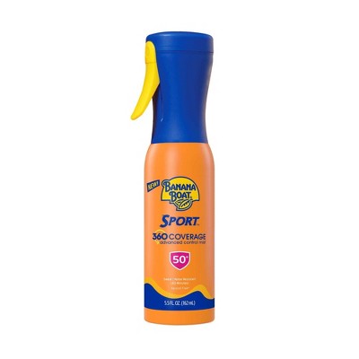 Banana Boat Sport 360 Coverage Advanced Control Mist Sunscreen Sprayer SPF 50 5.5 fl oz - Imperfect Container
