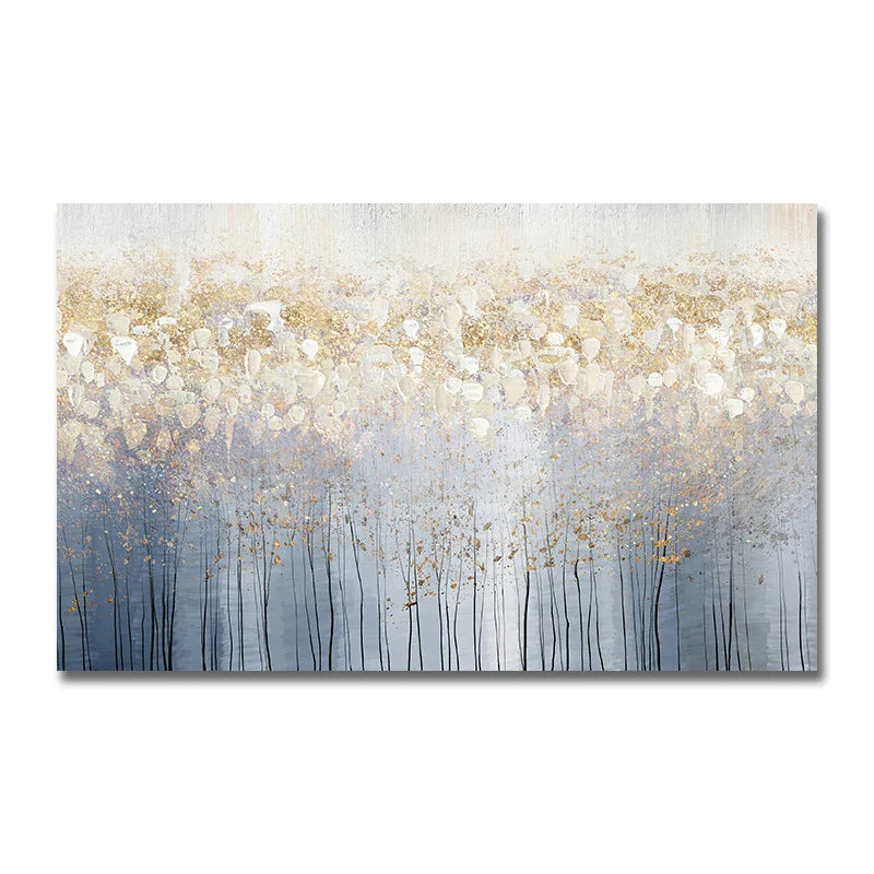 100% Handpainted Abstract Golden Oil Paintings On Canvas