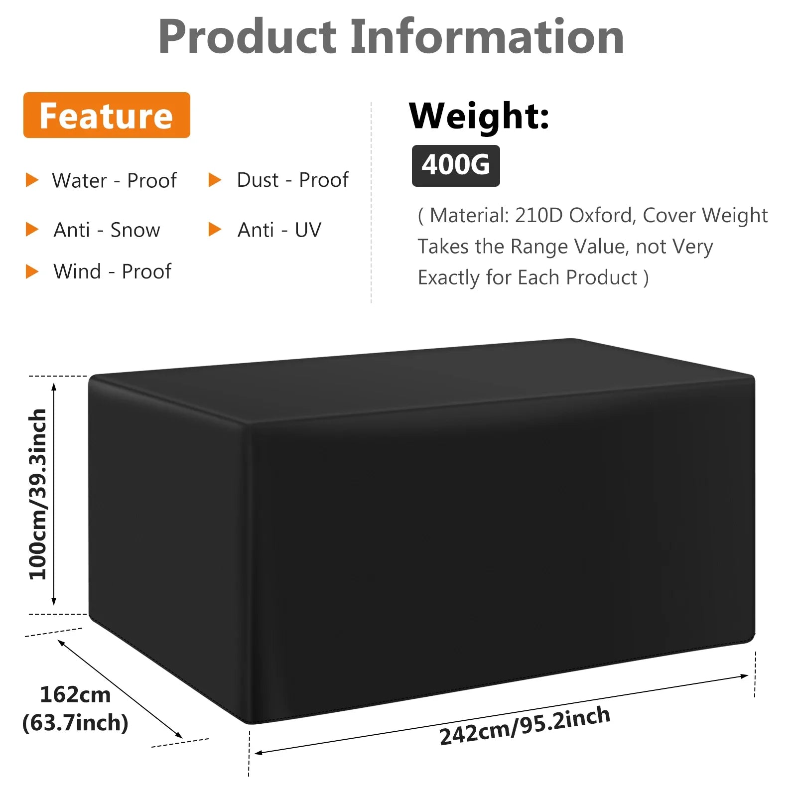 210D Outdoor Furniture Cover Waterproof Terrace Garden Cover Rain And Snow Table Sofa Chair Protective Cover Dust Cover