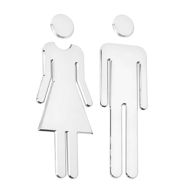 Black Gold Color Toilet Sign Plate Brass Wash Room Door Wall Label Sticker Wc Holder Signage Board