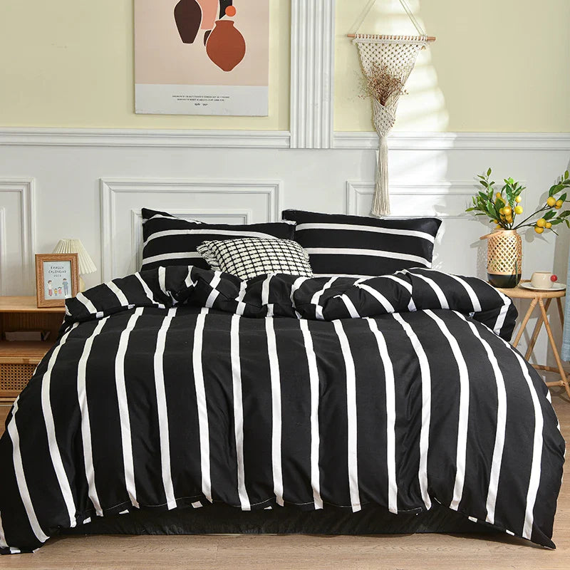 Black and White Bedding Set for Double Bed sabanas cama matrimonial Queen/King Comforter Sets Single Duvet Cover with Pillowcase