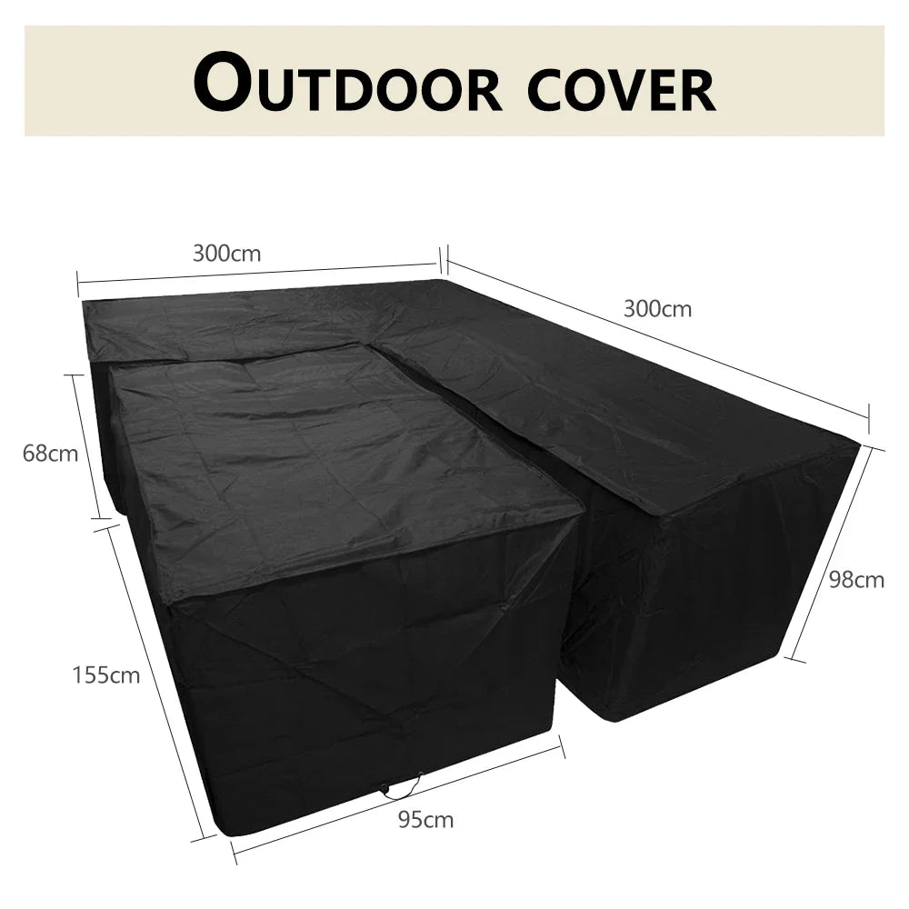 Black Outdoor Furniture Covers Waterproof Rain Snow Dust Wind-Proof Anti-UV Polyester Fiber Garden Lawn Patio Furniture Covers
