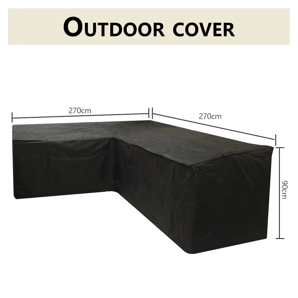 Black Outdoor Furniture Covers Waterproof Rain Snow Dust Wind-Proof Anti-UV Polyester Fiber Garden Lawn Patio Furniture Covers