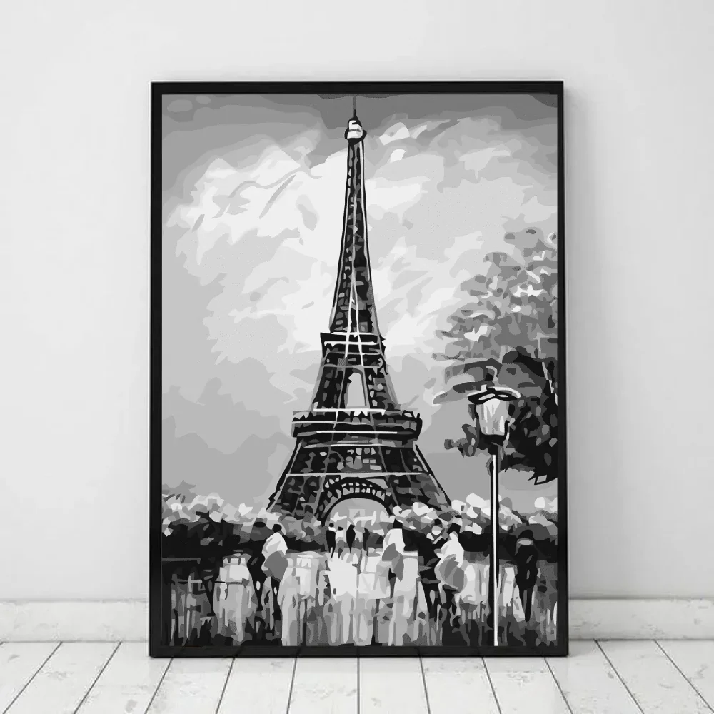 Black White Retro Paris London Anime Posters Sticky HD Quality Wall Art Retro Posters for Home Kawaii Room Decor