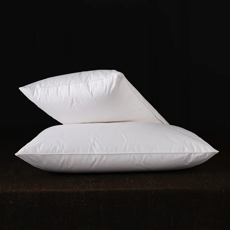 2pcs White Goose Down Feather Pillow for Sleeping Soft Bed Pillow with 100% Cotton Shell Standard Queen Size Back, Side Sleeper